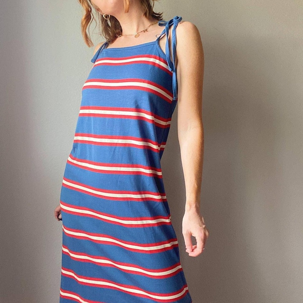 Marine Layer Sadie Striped Tie Shoulder Midi Dress